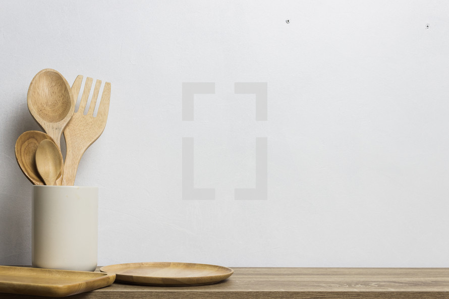 wooden kitchen utensils 