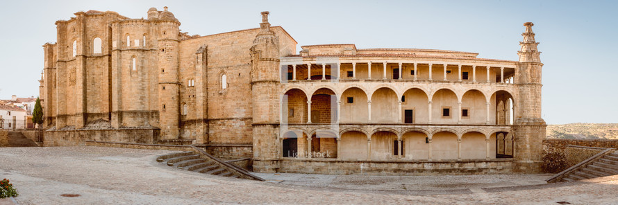 Panoramic view  Convent of San Benito de Alcantara, Extremadura, Spain