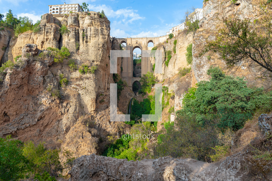 panoramic View of the New Bridge of Ronda, Andalusia, Spain