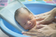 bathing a newborn 