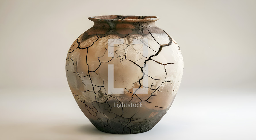 A Jar of Clay with Cracks from Ancient Times  Alluding To and Illustrating 2 Corinthians 4:7  