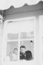 family through a window 