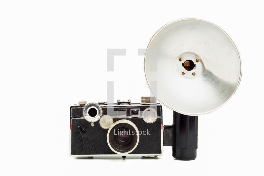vintage camera with a flash 