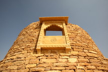 window in a tower on a fortress 