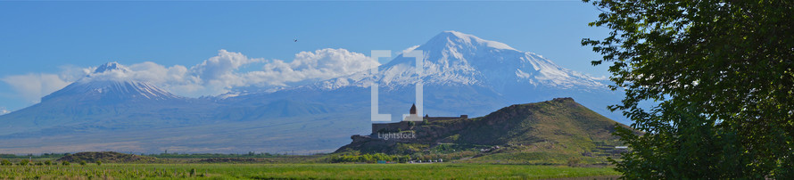 Khor Virap Church with Mt Ararat in the background, Armenia