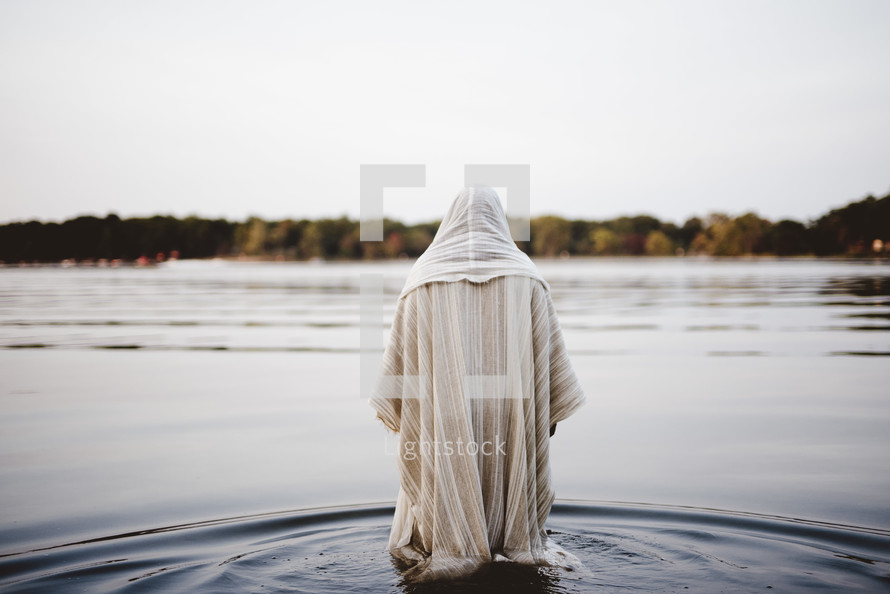 Jesus standing in water 