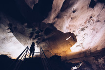 exploring a cave 