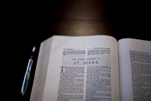Bible opened to Mark 