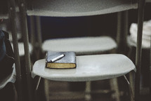Bible in a chair at church 
