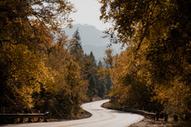 curvy mountain road in autumn 
