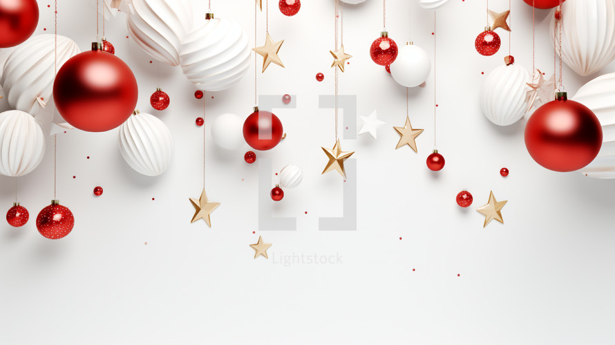 Red and white Christmas decor background. 