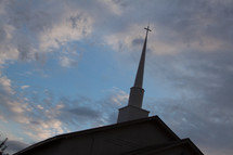 church steeple at dusk 