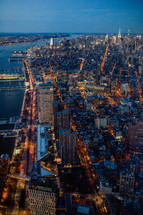 aerial view over NYC skyline