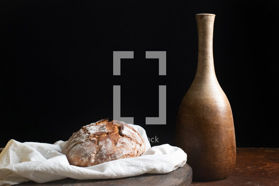 Communion bread and jar