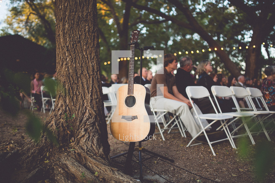 guests at an outdoor wedding 