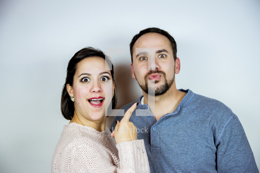 couple making silly faces 