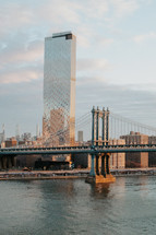 Brooklyn bridge at sunrise in NYC