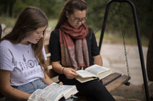teens girls reading Bibles 