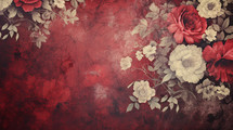 Vintage red grunge floral background. 