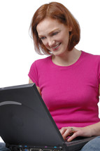 woman working at a laptop computer 