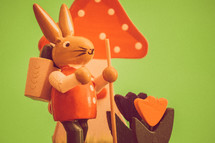 wooden rabbit figurine 