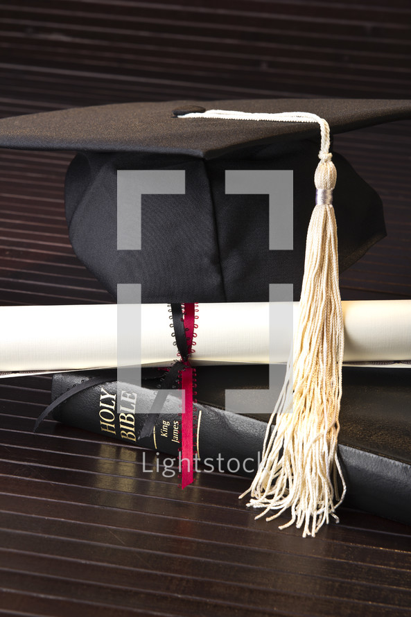 graduation, cap, tassel, Bible