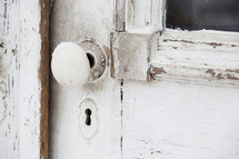 door knob on an old weathered door 