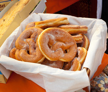 pretzels for sale at a Christmas market 