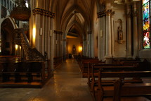 an empty cathedral interior 