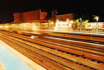 blurry of train tracks in a city 