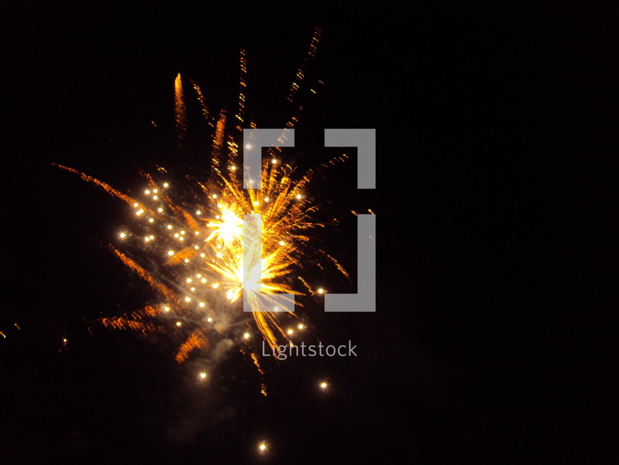 Fireworks exploding in the night sky.