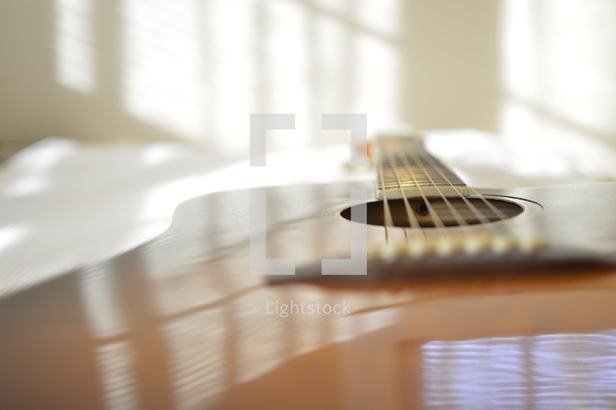 guitar on a table 