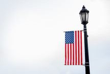 American flag on a lamppost 