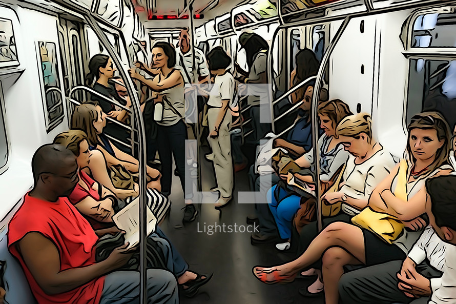 crowded subway train 