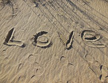 Love written in sand. 