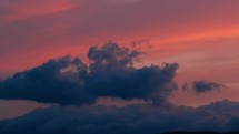 Stunning red sky with blue clouds 