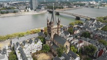 Circling the famous Great Saint Martin Chrurch in Cologne, Germany.