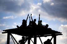 Children on top of pavilion