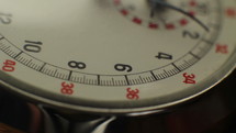 Extreme close up of a stop watch marking time
