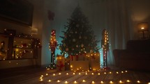Christmas tree lights and presents on Christmas night 