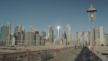 Manhattan, New York City, USA - Brooklyn Bridge and Manhattan Skyline in the Morning