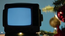 Vintage television on Christmas day