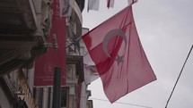 Turkish national flag in Slow Motion in Istanbul, Turkey