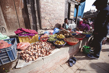 food at a market in Tibet