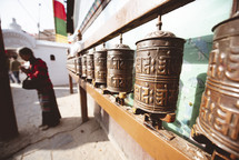 Tibetan prayer wheel, a cylindrical wheel