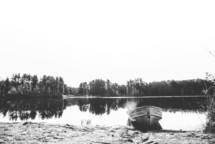 boat on a lake shore