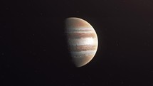 Planet Jupiter Spinning In Starry Space - animation	