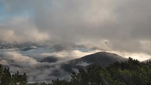 Misty Mountains in Foggy Clouds Footage Timelapse