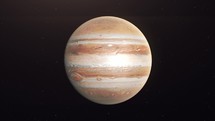 Planet Jupiter Rotating In Deep Space - animation	