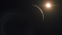 Jupiter Planet And Glowing Sun View On Space - animation	